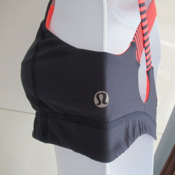 Lululemon 2 Dark Blue with Orange Cross Back Strap Sports Bra Size 2 or XS - Picture 3 of 9